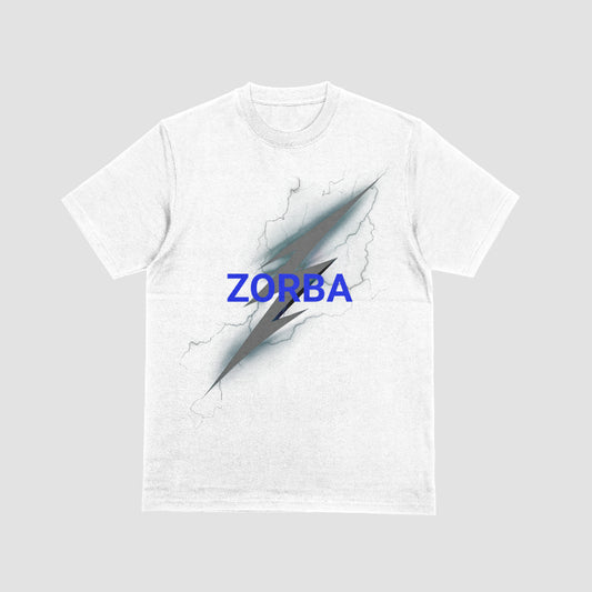 white background lightning t-shirt